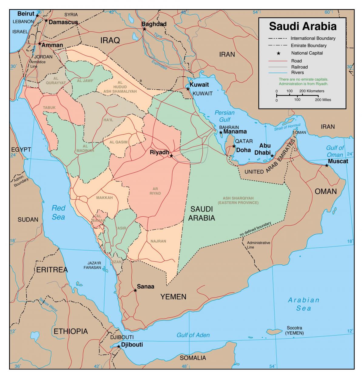 ipakita ang mapa ng Saudi Arabia