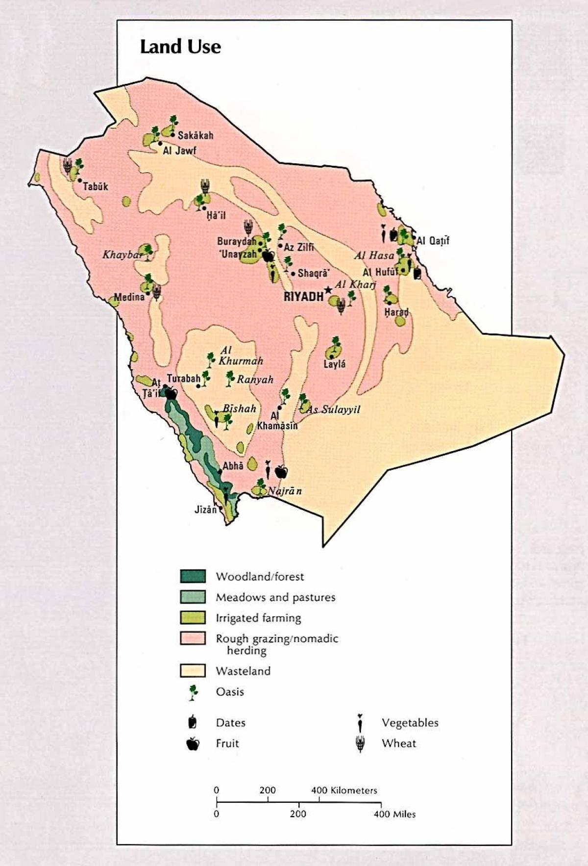 Mapa ng Saudi Arabia natural na mga mapagkukunan