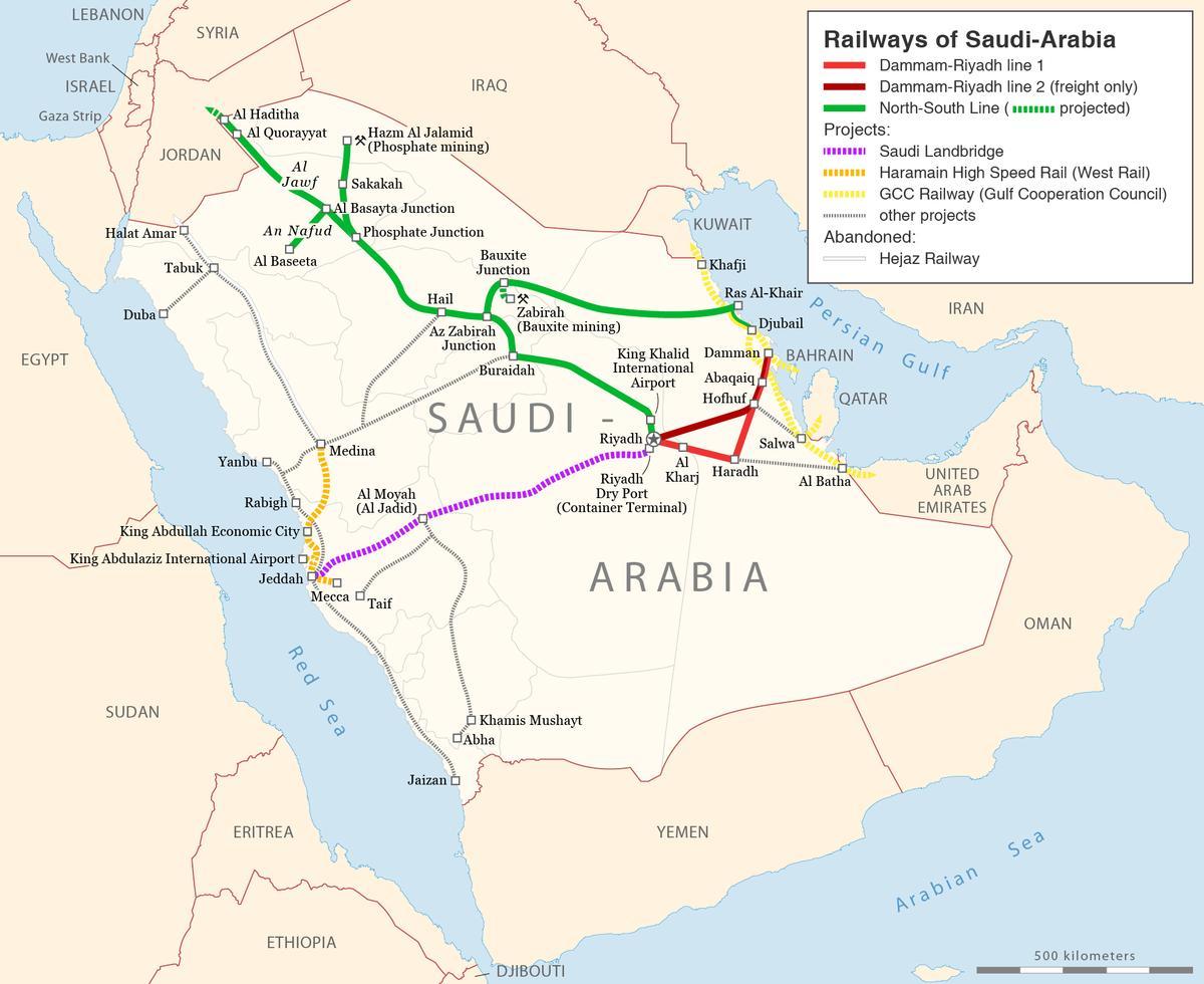 Mapa ng Saudi Arabia tren