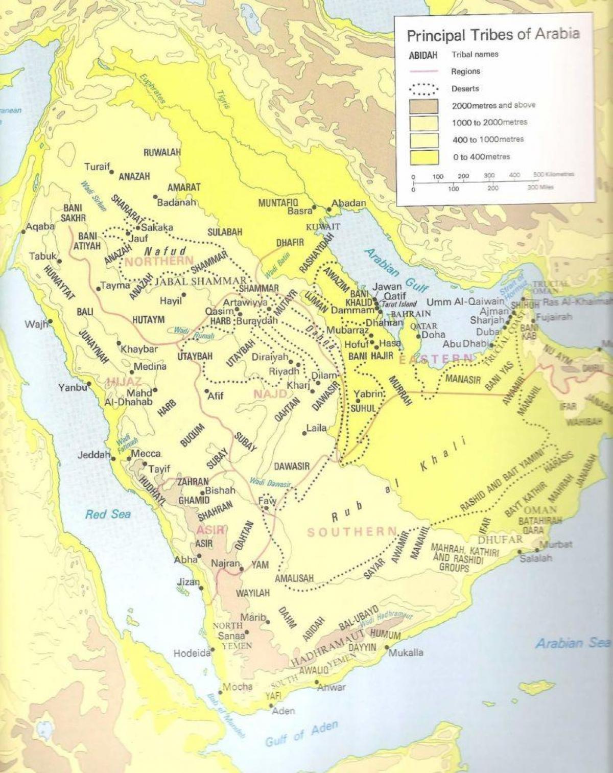 Mapa ng Saudi Arabia tribo