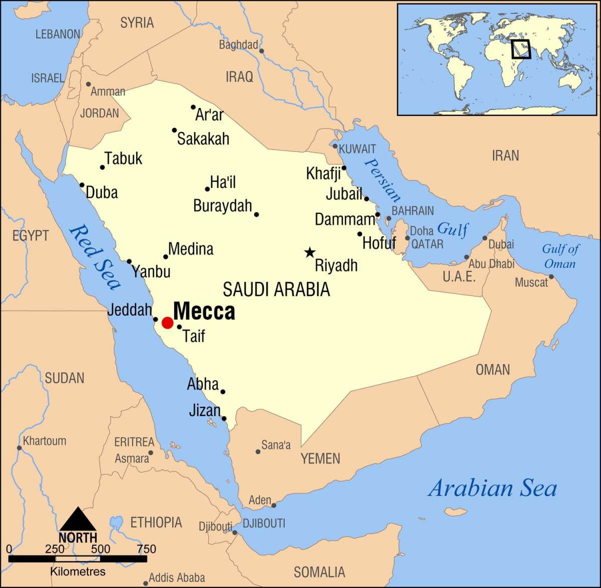 mapa ng mecca sa Saudi Arabia