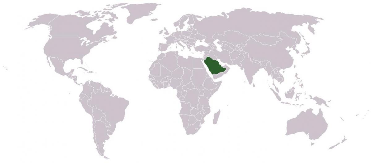 Saudi Arabia sa isang mapa ng mundo