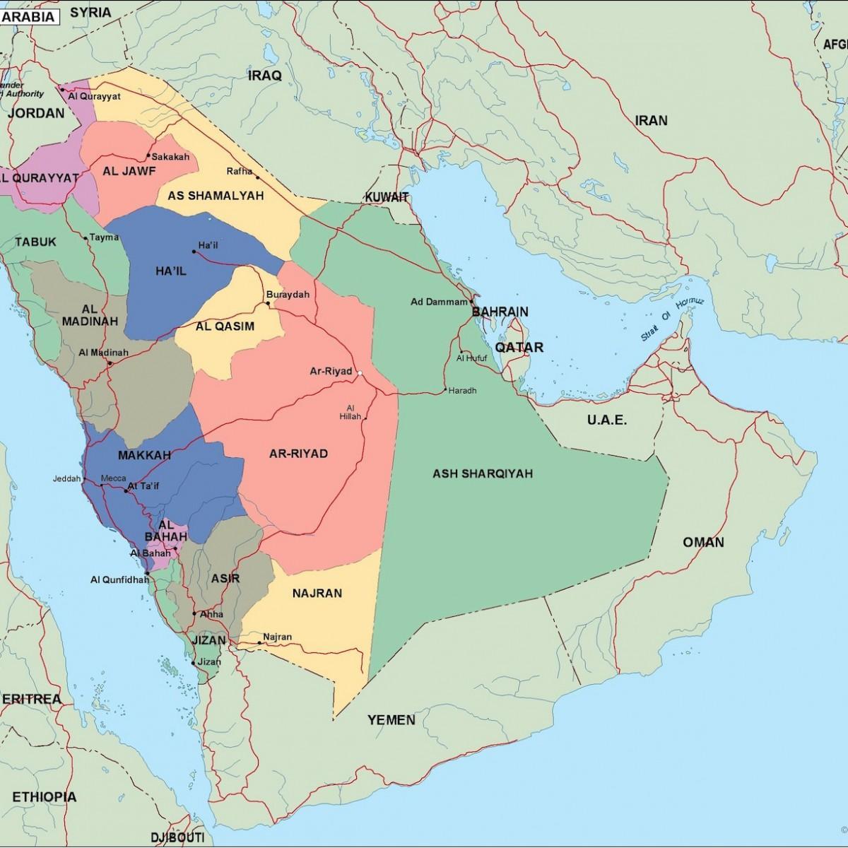 Mapa ng Saudi Arabia sa mga lungsod