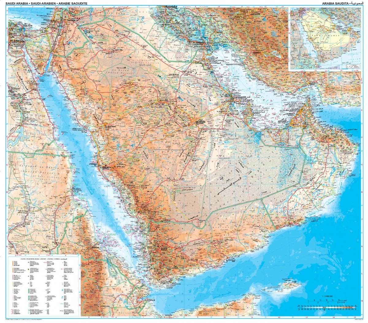 Mapa ng Saudi Arabia topographic