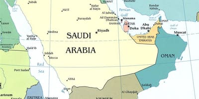 Mapa ng Saudi Arabian peninsula