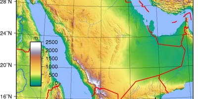 Mapa ng Saudi Arabia elevation