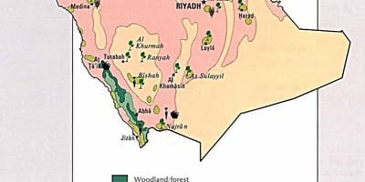 Mapa ng Saudi Arabia natural na mga mapagkukunan