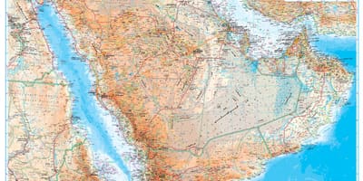 Mapa ng Saudi Arabia topographic