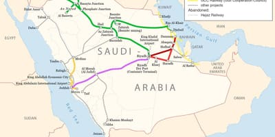 Mapa ng Saudi Arabia tren